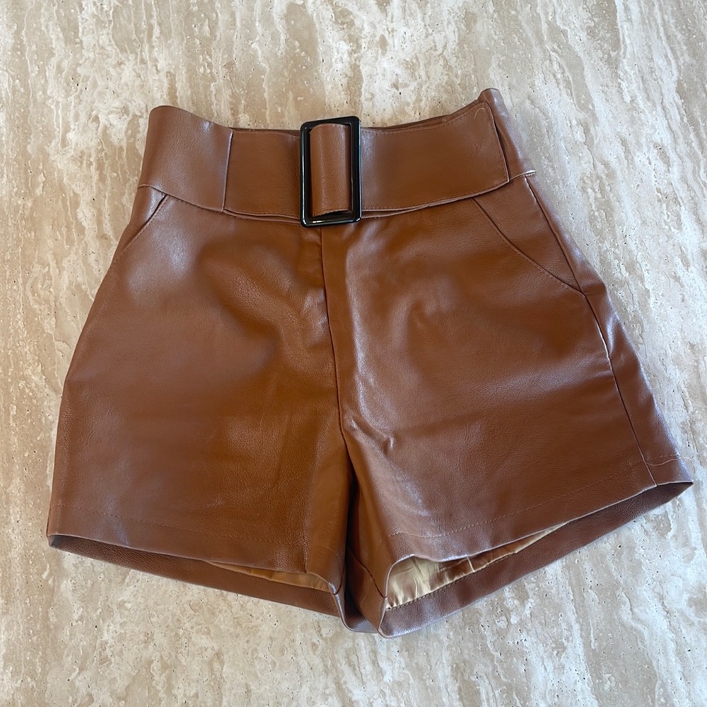 Women’s small pleather high waisted shorts